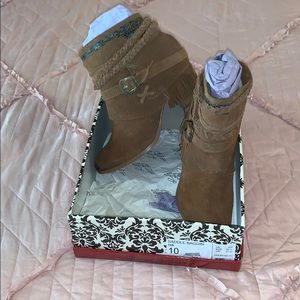 All leather brown booties